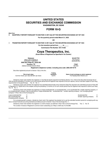 Vorschaubild Coya Therapeutics 10-Q Quartalsbericht 2025 