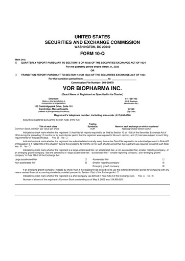 Thumbnail Vor Biopharma 10-Q Quarterly Report FY 