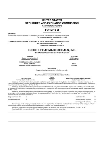 Thumbnail Eledon Pharmaceuticals 10-Q Quarterly Report FY 