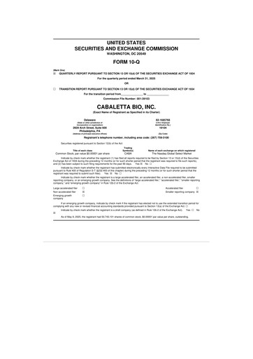Thumbnail Cabaletta Bio 10-Q Quarterly Report FY 