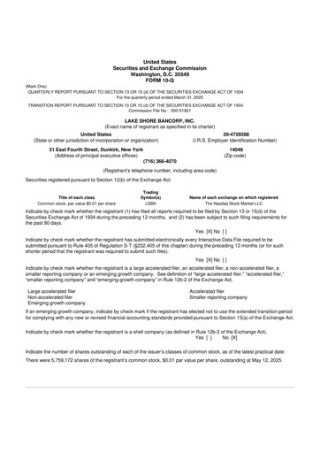 Thumbnail Lake Shore Bancorp 10-Q Quarterly Report FY2025 