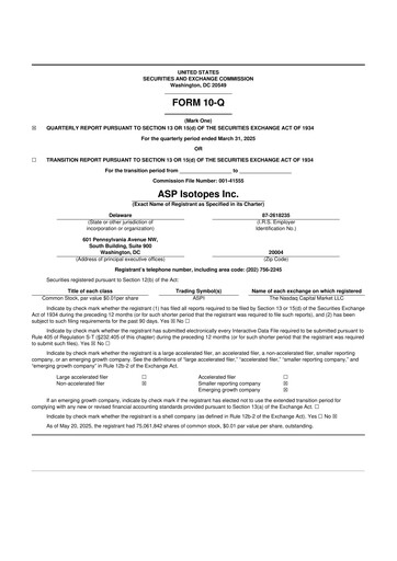 Thumbnail ASP Isotopes 10-Q Quarterly Report FY2025 