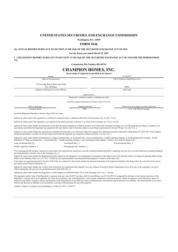 Thumbnail Champion Homes 10-K Annual Report 2025