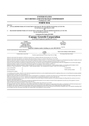 Thumbnail Canopy Growth 10-K Annual Report 2025