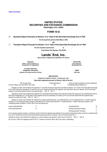 Thumbnail Lands' End
 10-Q Quarterly Report FY2025 