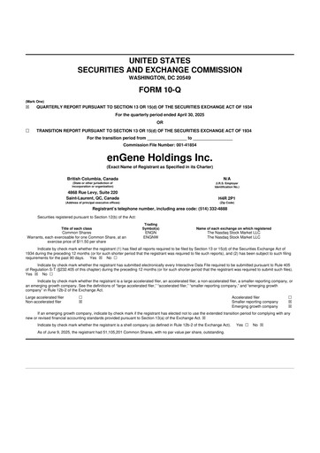 Thumbnail enGene 10-Q Quarterly Report FY2025 