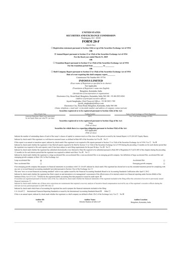 Thumbnail Infosys 20-F Annual Report 2025