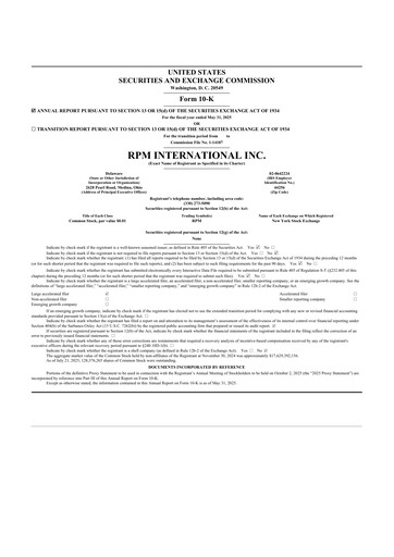 Thumbnail RPM International
 10-K Annual Report 2025