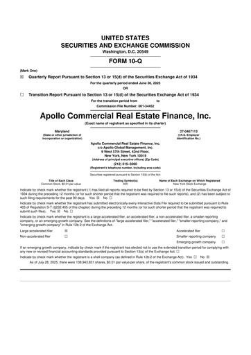 Thumbnail Apollo Commercial Real Estate Finance 10-Q Quarterly Report FY2025 