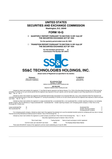 Thumbnail SS&C Technologies
 10-Q Quarterly Report FY2025 
