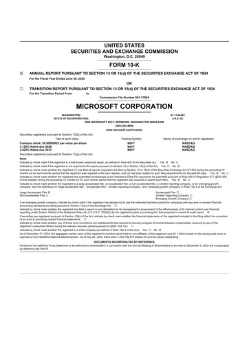 Thumbnail Microsoft 10-K Annual Report 2025