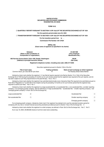 Miniature Impinj 10-Q Rapport trimestriel 2025 
