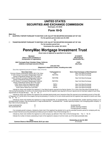 Thumbnail PennyMac Mortgage Investment Trust 10-Q Quarterly Report FY2025 