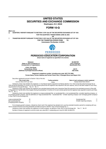 Miniature Perdoceo Education 10-Q Rapport trimestriel 2025 