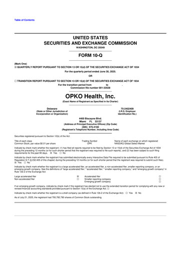 Miniature OPKO Health
 10-Q Rapport trimestriel 2025 