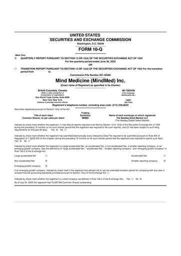 Thumbnail Mind Medicine (MindMed) 10-Q Quarterly Report FY2025 