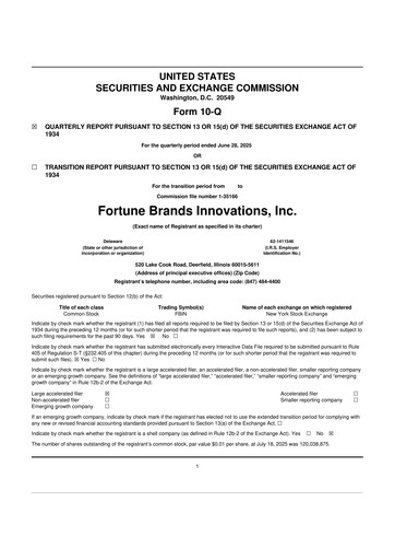 Vorschaubild Fortune Brands Innovations 10-Q Quartalsbericht 2025 