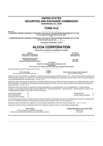 Thumbnail Alcoa 10-Q Quarterly Report FY2025 