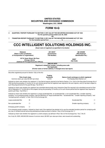 Thumbnail CCC Intelligent Solutions 10-Q Quarterly Report FY2025 