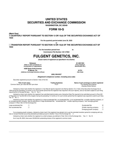 Thumbnail Fulgent Genetics
 10-Q Quarterly Report FY2025 
