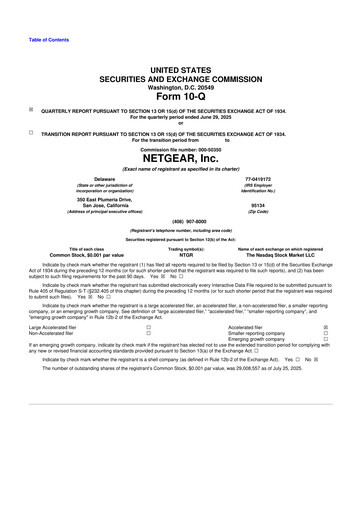 Thumbnail NETGEAR 10-Q Quarterly Report FY 