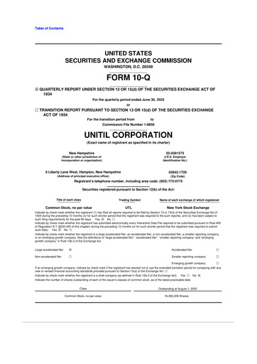Miniature Unitil Corporation
 10-Q Rapport trimestriel 2025 