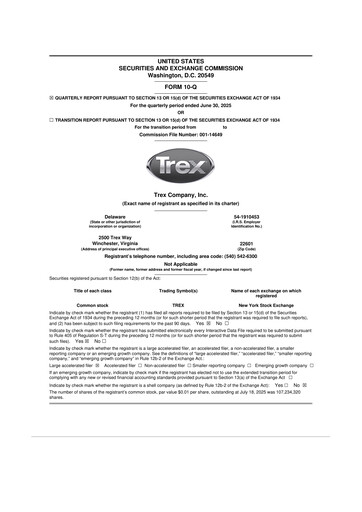 Miniature Trex 10-Q Rapport trimestriel 2025 