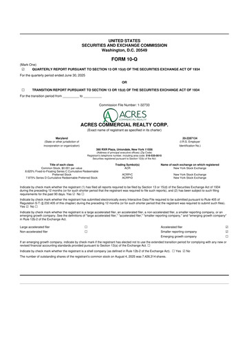 Vorschaubild ACRES Commercial Realty 10-Q Quartalsbericht 2025 