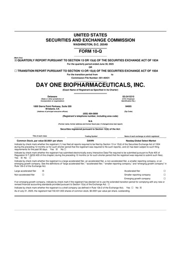 Thumbnail Day One Biopharmaceuticals 10-Q Quarterly Report FY2025 