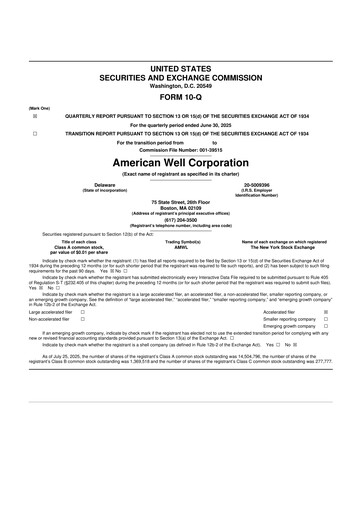 Thumbnail American Well
 10-Q Quarterly Report FY2025 