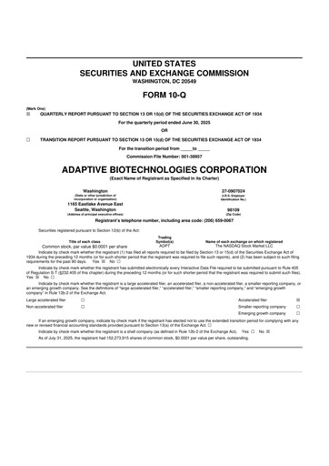 Thumbnail Adaptive Biotechnologies
 10-Q Quarterly Report FY2025 