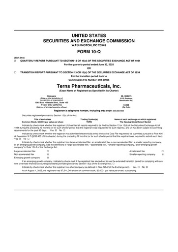 Thumbnail Terns Pharmaceuticals 10-Q Quarterly Report FY2025 