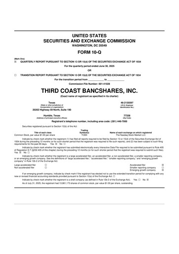 Thumbnail Third Coast Bancshares 10-Q Quarterly Report FY2025 