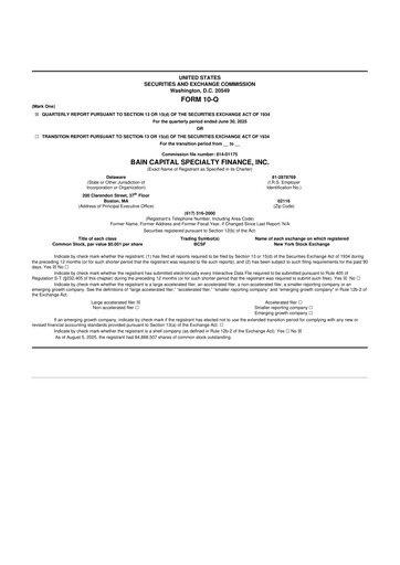 Vorschaubild Bain Capital Specialty Finance
 10-Q Quartalsbericht 2025 