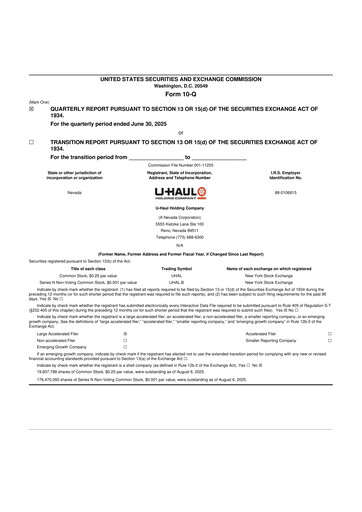 Thumbnail U-Haul 10-Q Quarterly Report FY2024 