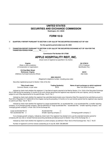 Vorschaubild Apple Hospitality REIT
 10-Q Quartalsbericht 2025 