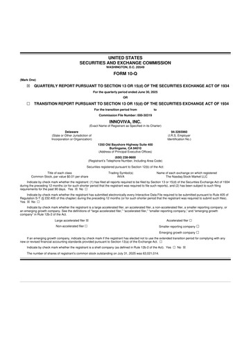 Thumbnail Innoviva 10-Q Quarterly Report FY 
