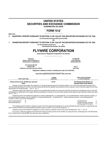 Thumbnail Flywire 10-Q Quarterly Report FY2025 