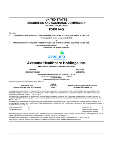 Thumbnail Aveanna Healthcare 10-Q Quarterly Report FY2025 