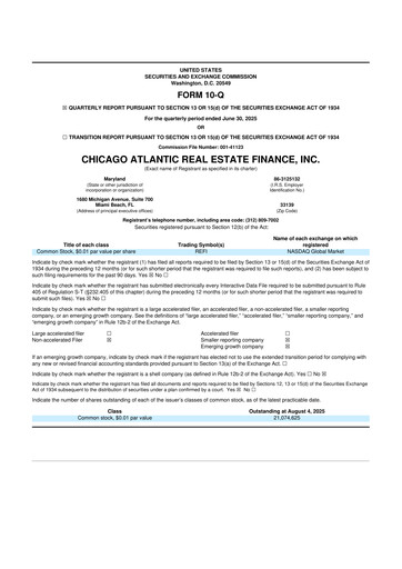 Thumbnail Chicago Atlantic Real Estate Finance 10-Q Quarterly Report FY 