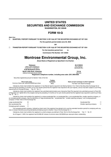 Thumbnail Montrose Environmental 10-Q Quarterly Report FY2025 