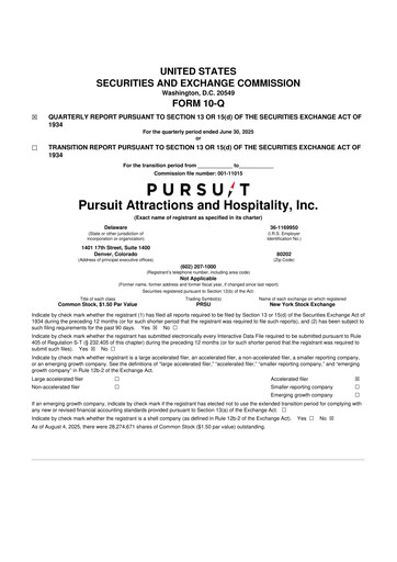 Thumbnail Pursuit Attractions and Hospitality 10-Q Quarterly Report FY2025 
