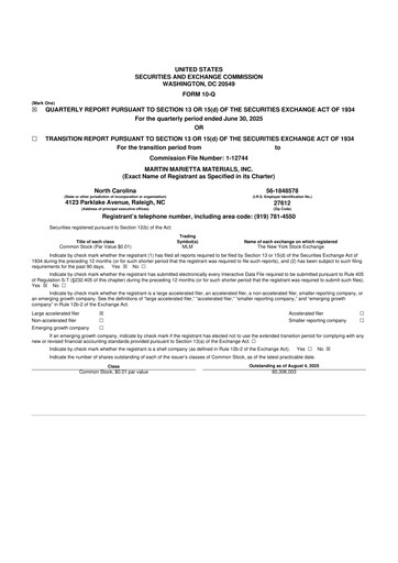 Thumbnail Martin Marietta Materials 10-Q Quarterly Report FY2025 