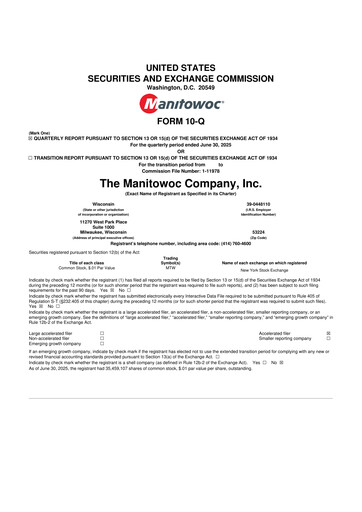 Thumbnail The Manitowoc Company
 10-Q Quarterly Report FY2025 