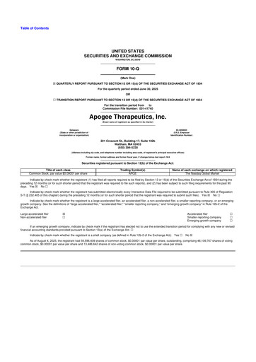 Thumbnail Apogee Therapeutics 10-Q Quarterly Report FY 