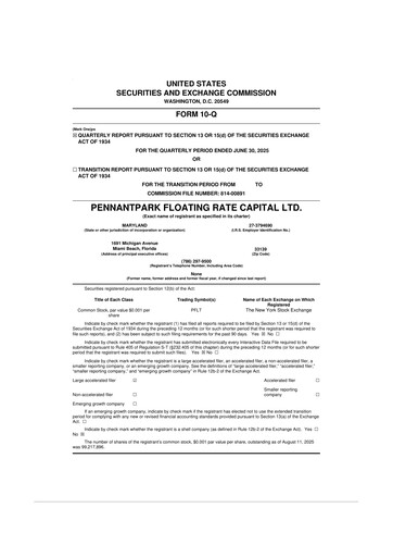 Thumbnail PennantPark Floating Rate Capital Ltd.
 10-Q Quarterly Report FY2025 