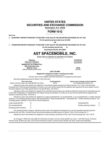 Thumbnail AST SpaceMobile 10-Q Quarterly Report FY2025 