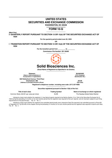 Thumbnail Solid Biosciences
 10-Q Quarterly Report FY 