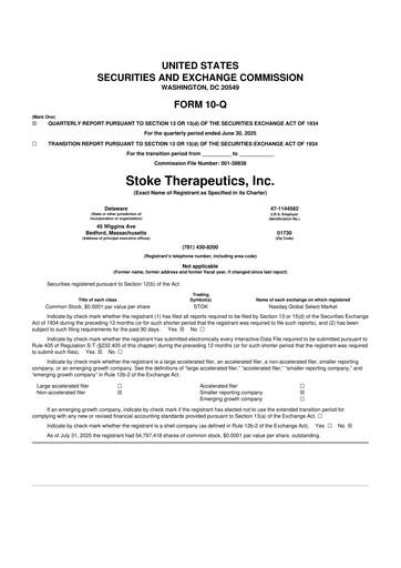 Thumbnail Stoke Therapeutics 10-Q Quarterly Report FY 