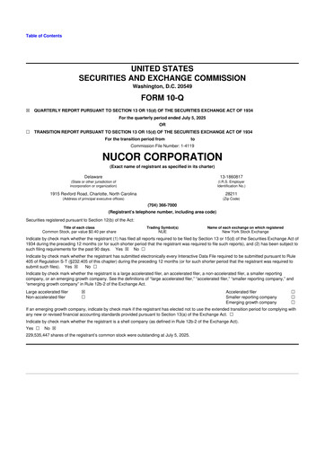 Thumbnail Nucor
 10-Q Quarterly Report FY2025 